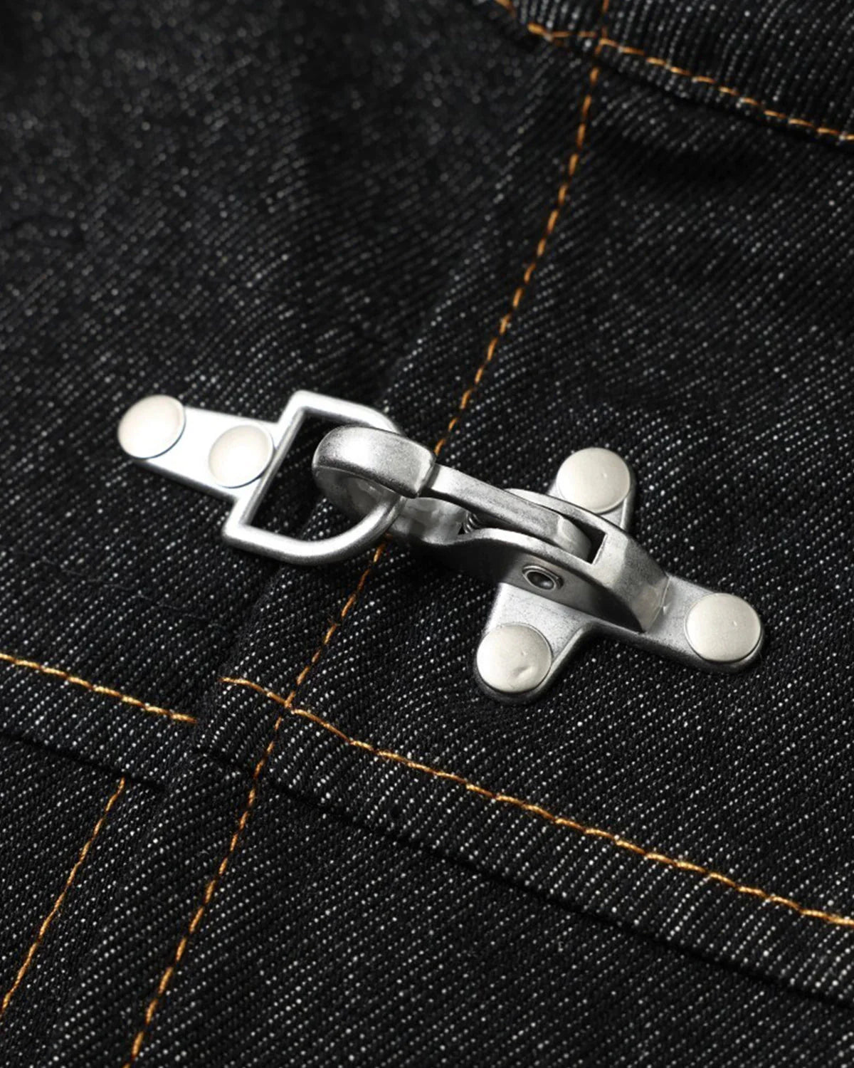 Metal Toggle Raw Denim Jacket | LCDEGO Streetwear