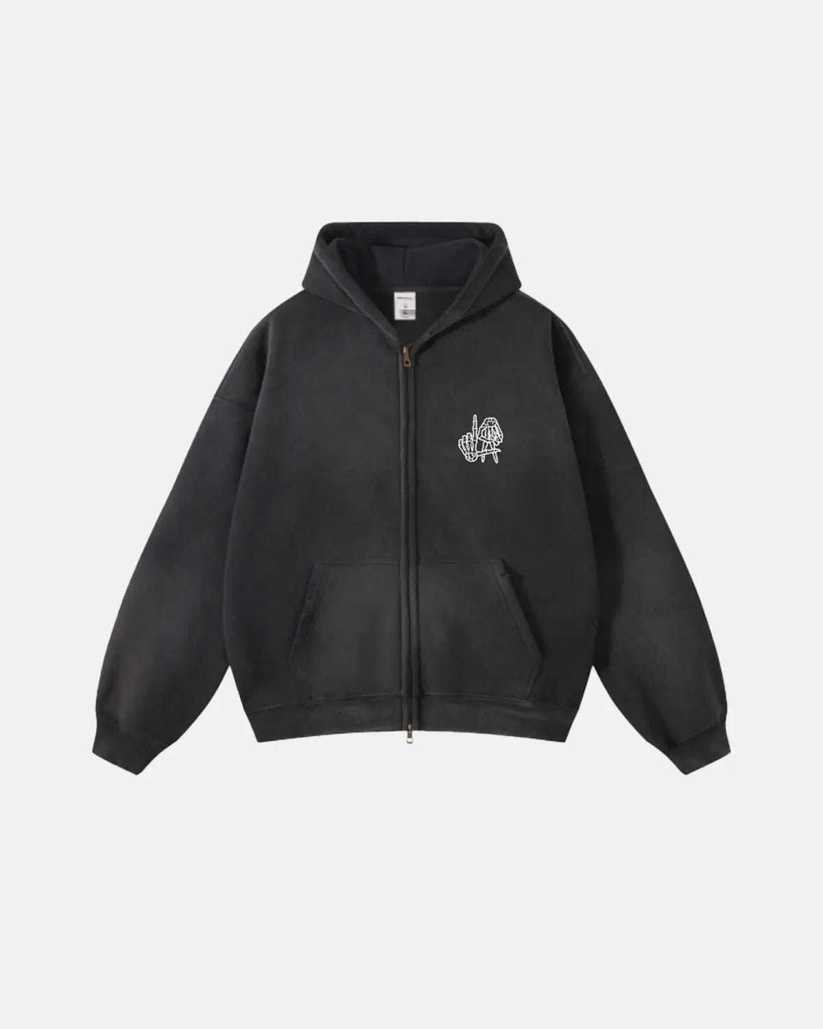 Skeleton Fingers Monkey Wash Zip Up Hoodies | LCDEGO Streetwear