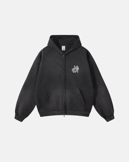 Skeleton Fingers Monkey Wash Zip Up Hoodies | LCDEGO Streetwear