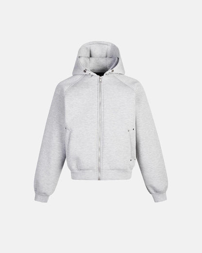 LCDEGO Grey Boxy Zip Up Hoodies