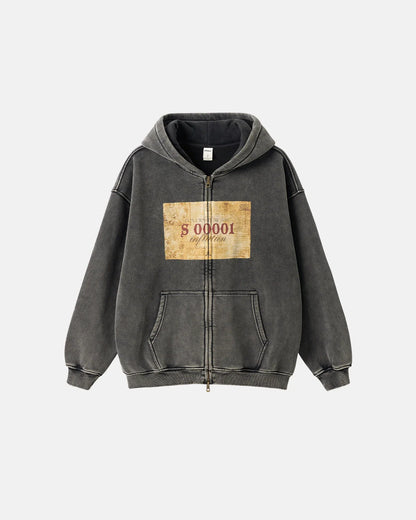 Graphic Acid Wash Zip Up Hoodies | LCDEGO Streetwear
