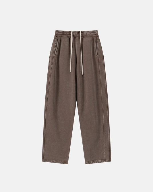 Retro Acid Washed Fleece Straight Leg Joggers | LCDEGO Streetwear