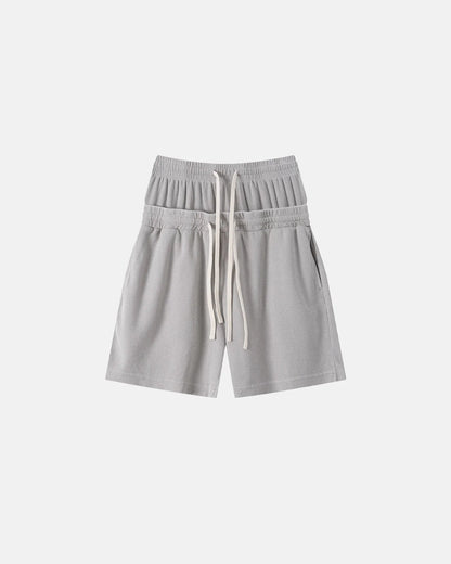 Double Waist Acid Wash Waffle Shorts | LCDEGO Streetwear