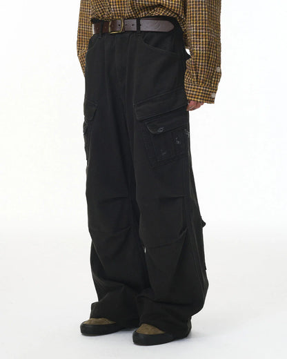 Garment Wash Ripped Cargo Pants | LCDEGO Streetwear