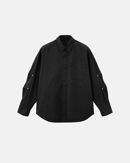 Acid Wash Cargo Shirt Jacket | LCDEGO Streetwear