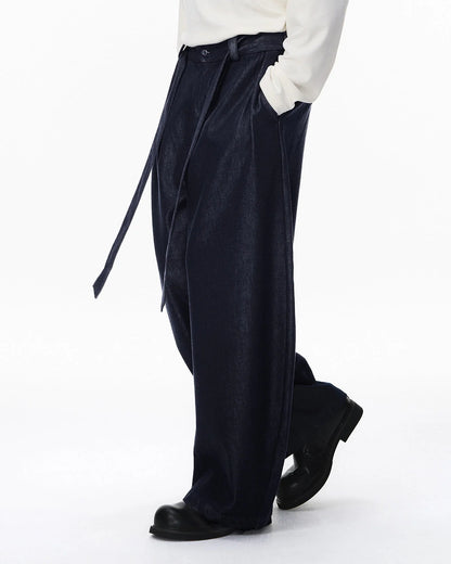 Raw Silky Denim Jeans with Belt | LCDEGO Streetwear
