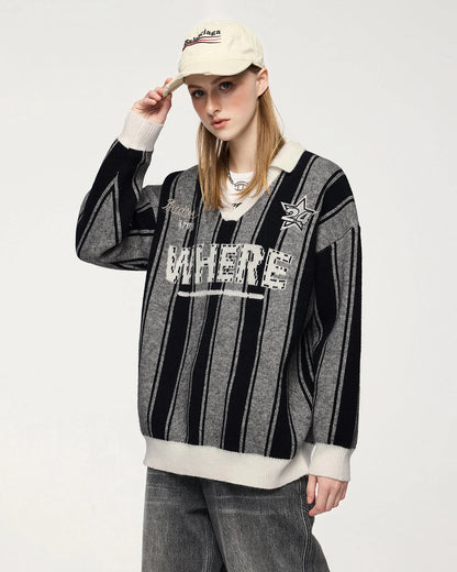 Retro Striped Jacquard Sweaters | LCDEGO Streetwear