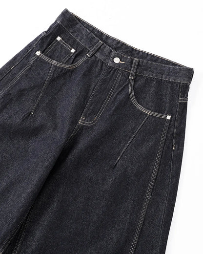 LCDEGO Raw Color Barrel Baggy Jeans
