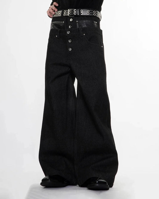 Double Wasit Raw Super Baggy Jeans | LCDEGO Streetwear