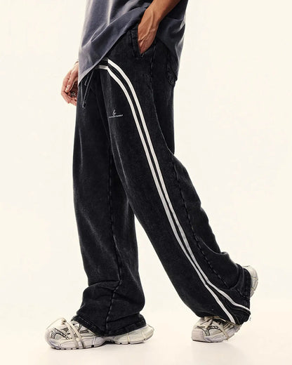 Washed Ribbon Wide Leg Sweatpants | LCDEGO Streetwear