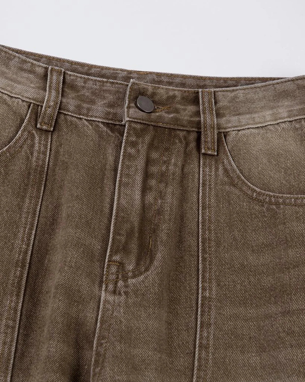 Brown Acid Wash Barrel Jeans | LCDEGO Streetwear