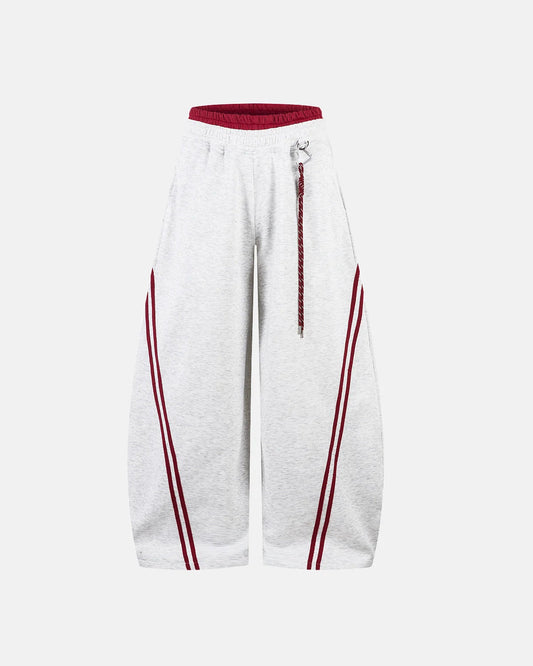 Grey Striped Baggy Sweatpants | LCDEGO Streetwear