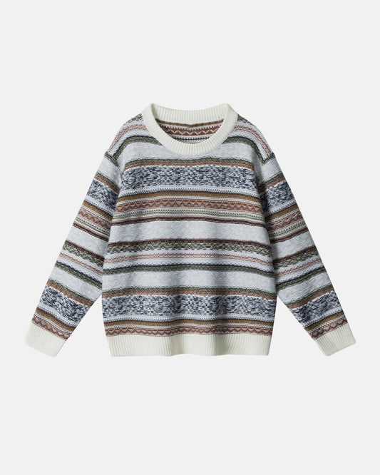 Round Neck Stripe  Jacquard Pullovers | LCDEGO Streetwear