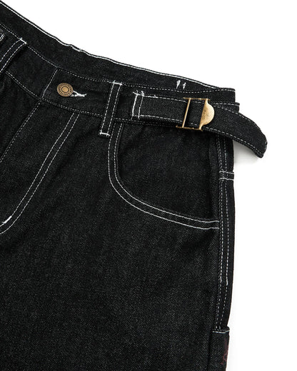 Raw Denim Baggy Jorts with Adjustable Tabs | LCDEGO Streetwear