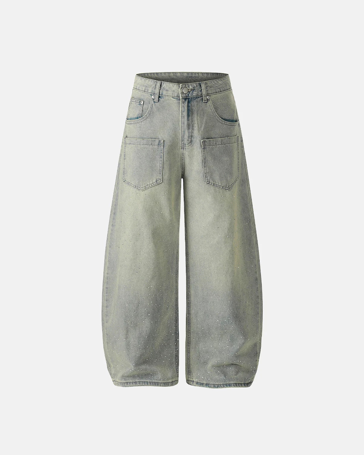 Acid Wash Rhinestone Baggy Jeans | LCDEGO Streetwear