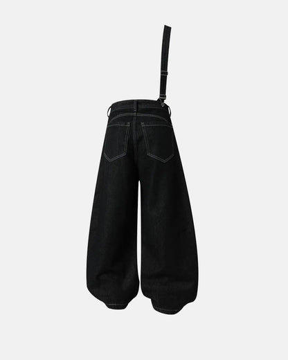 Asymmetric Buckle Denim Overalls Jeans | LCDEGO Streetwear