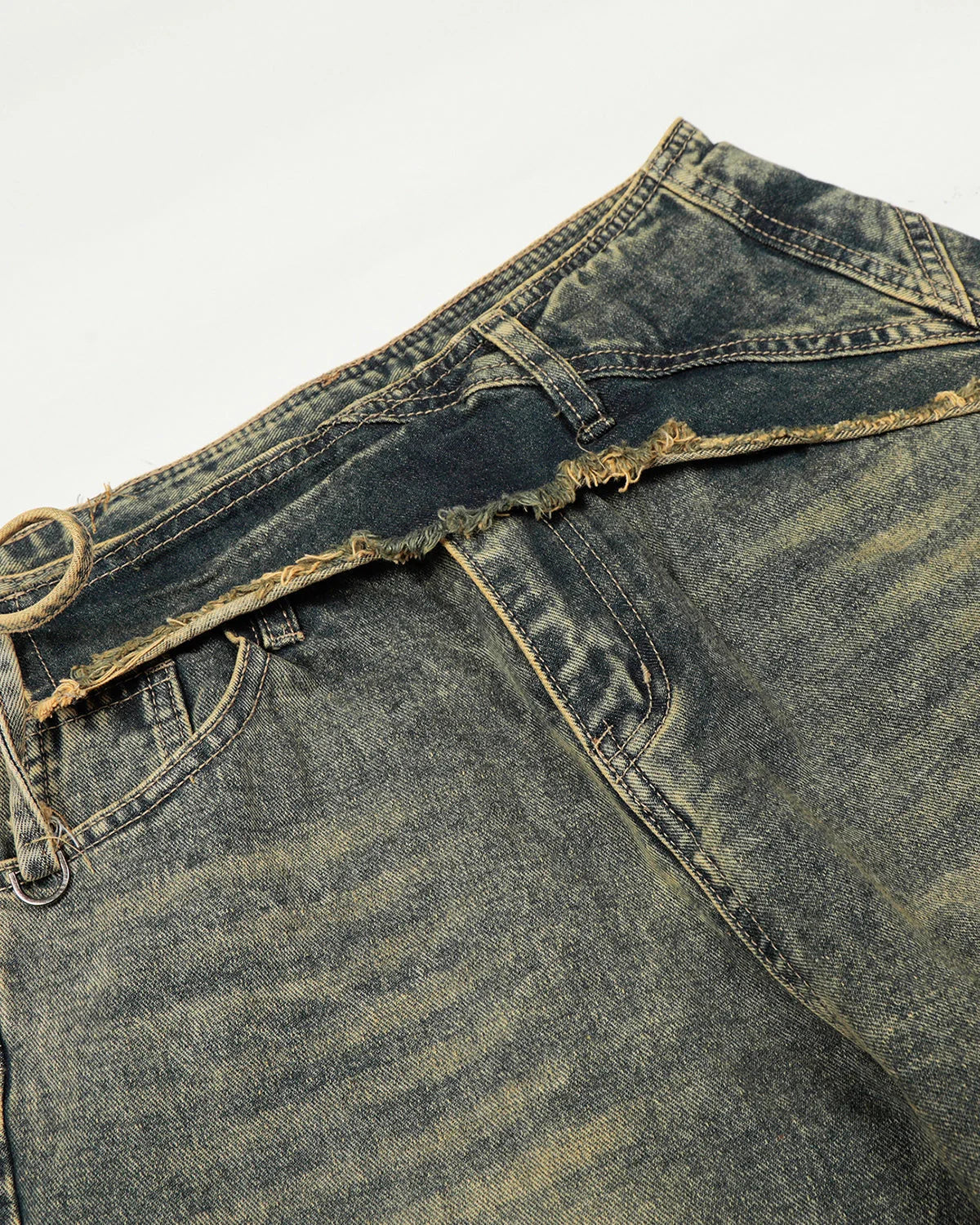 Distressed Washed Wide Leg Denim Jeans | LCDEGO Streetwear