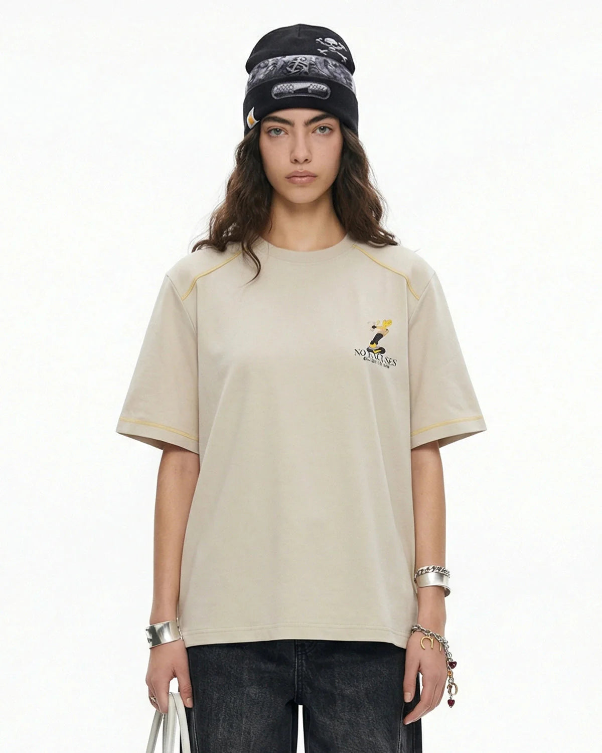 Contrast Stitching Graphic Tees | LCDEGO Streetwear