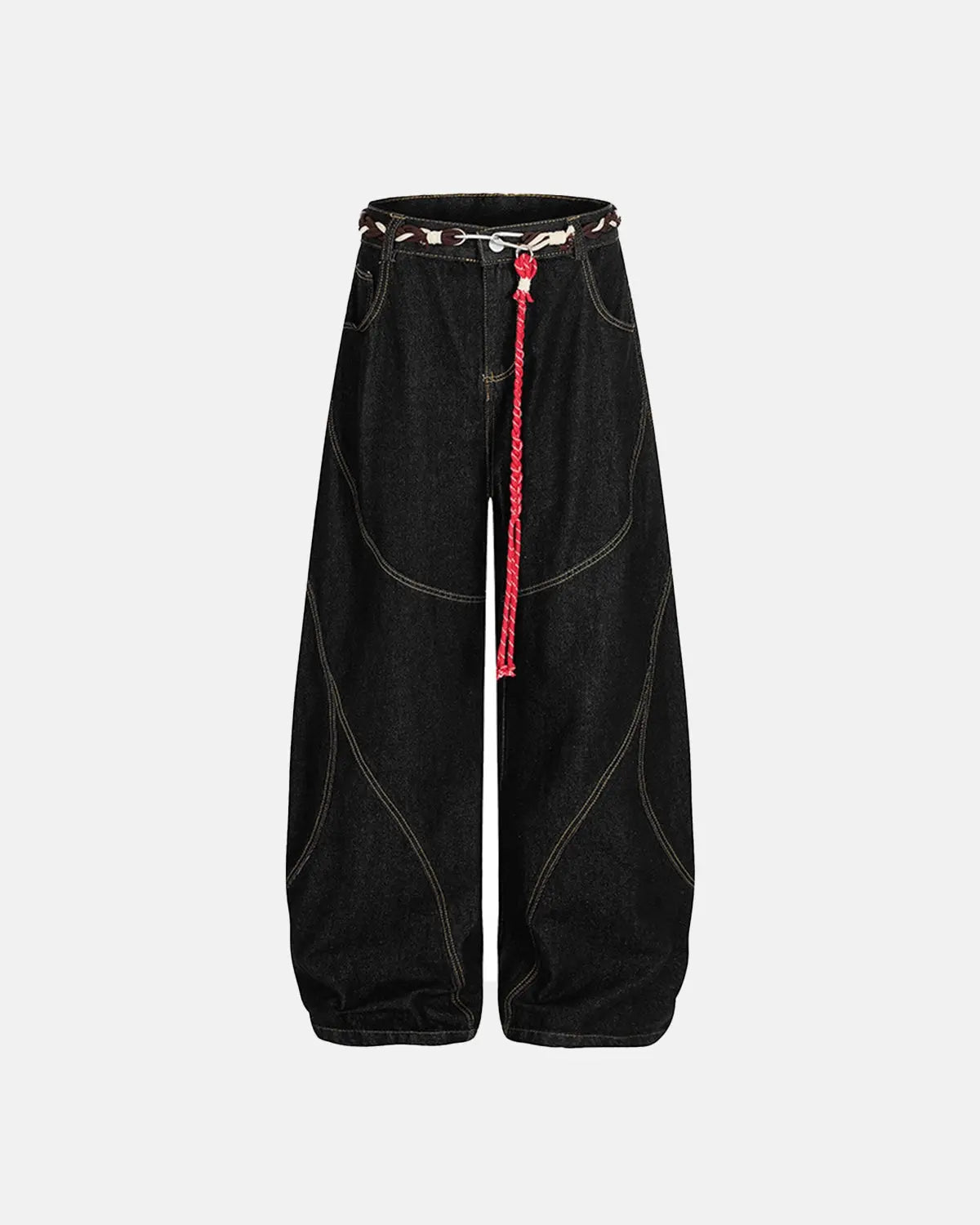 Acid Wash Stitching Baggy Jeans | LCDEGO Streetwear
