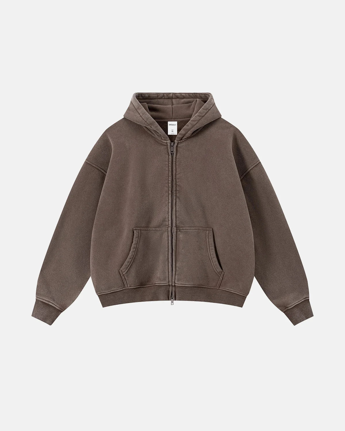 Vintage Washed Fleece Boxy Zip Hoodie | LCDEGO Streetwear