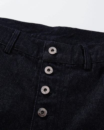 Buttons Up Raw Blue Baggy Jeans | LCDEGO Streetwear