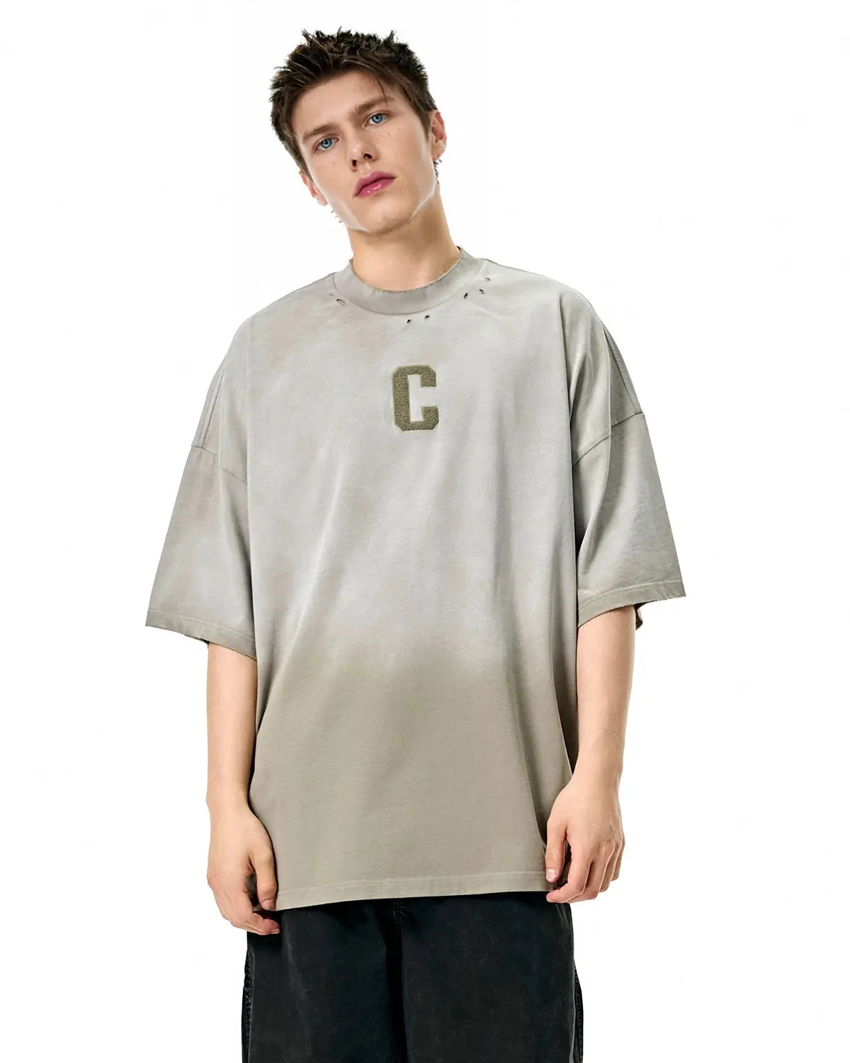 Monkey Washed Towel Embroidery Tshirt | LCDEGO Streetwear