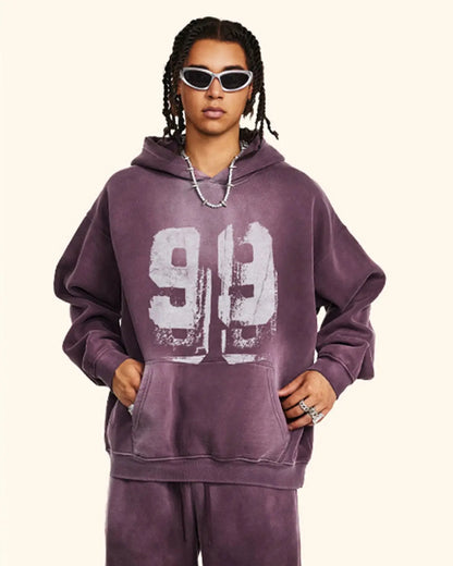 Graffiti Print Washed Fleece hoodie | LCDEGO Streetwear