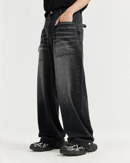 Black Washed Baggy Jeans | LCDEGO Streetwear