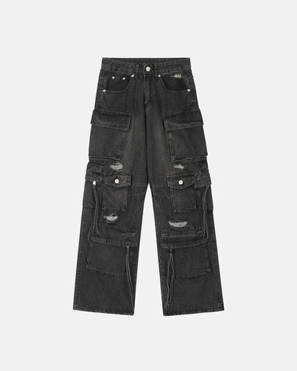Multi Pockets Cargo Wide Leg Jeans | LCDEGO Streetwear