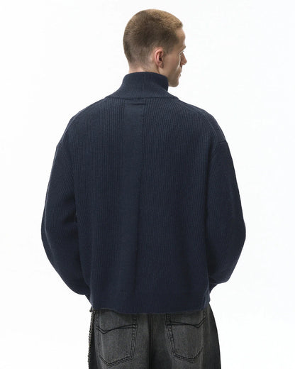 Quarter Zip Up Mock Neck Sweaters | LCDEGO Streetwear