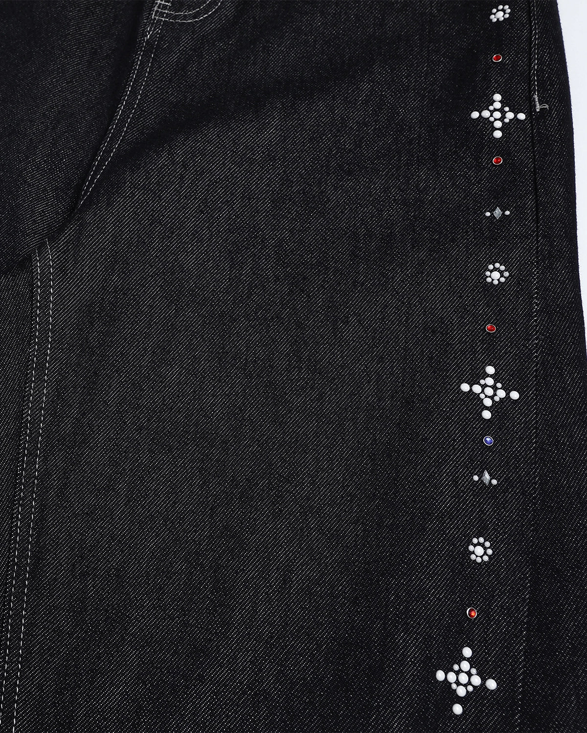 Studded Rhinestone Baggy Denim Jeans | LCDEGO Streetwear