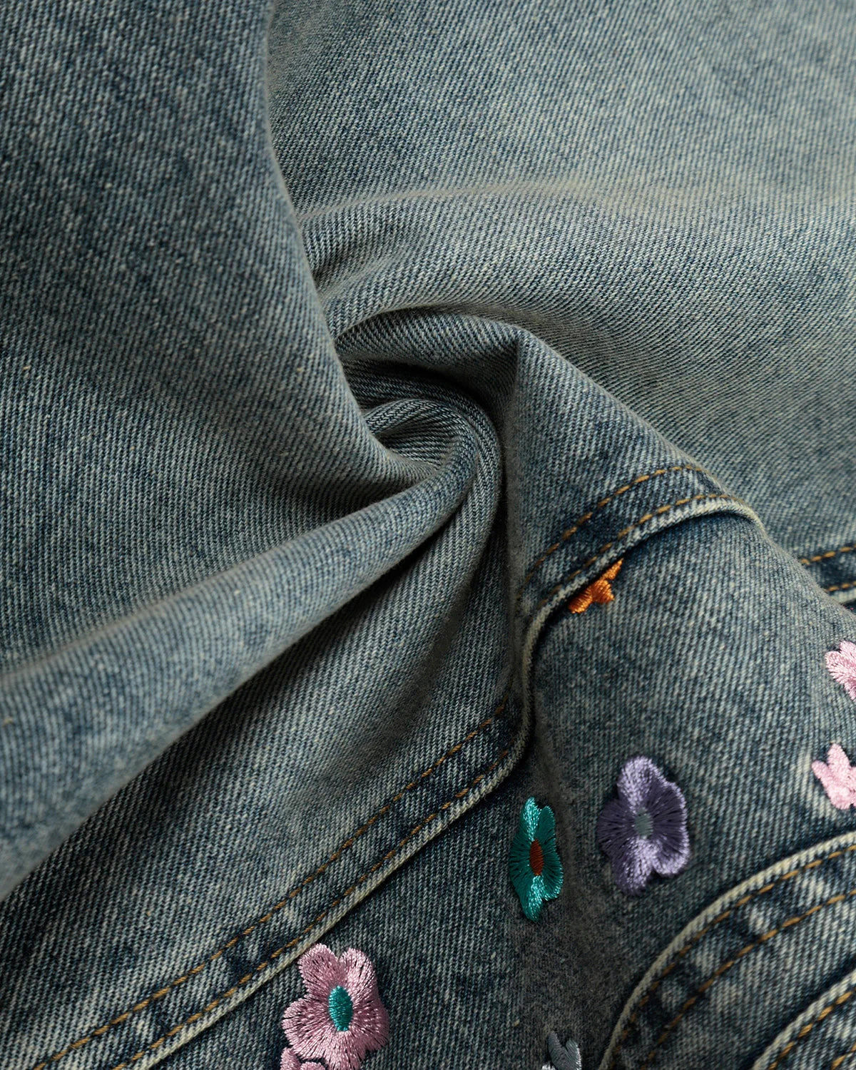 Floral Embroidered Long Baggy Jorts | LCDEGO Streetwear