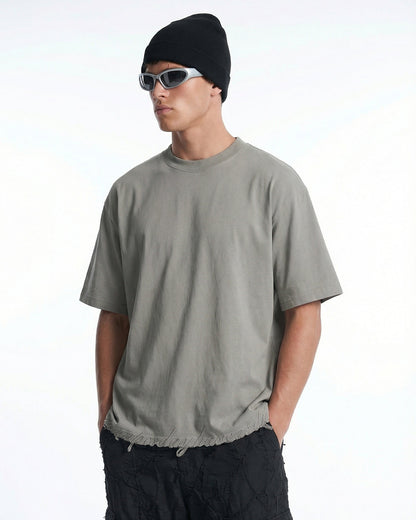 Embroidered Frayed Hem Oversized T-Shirt | LCDEGO Streetwear