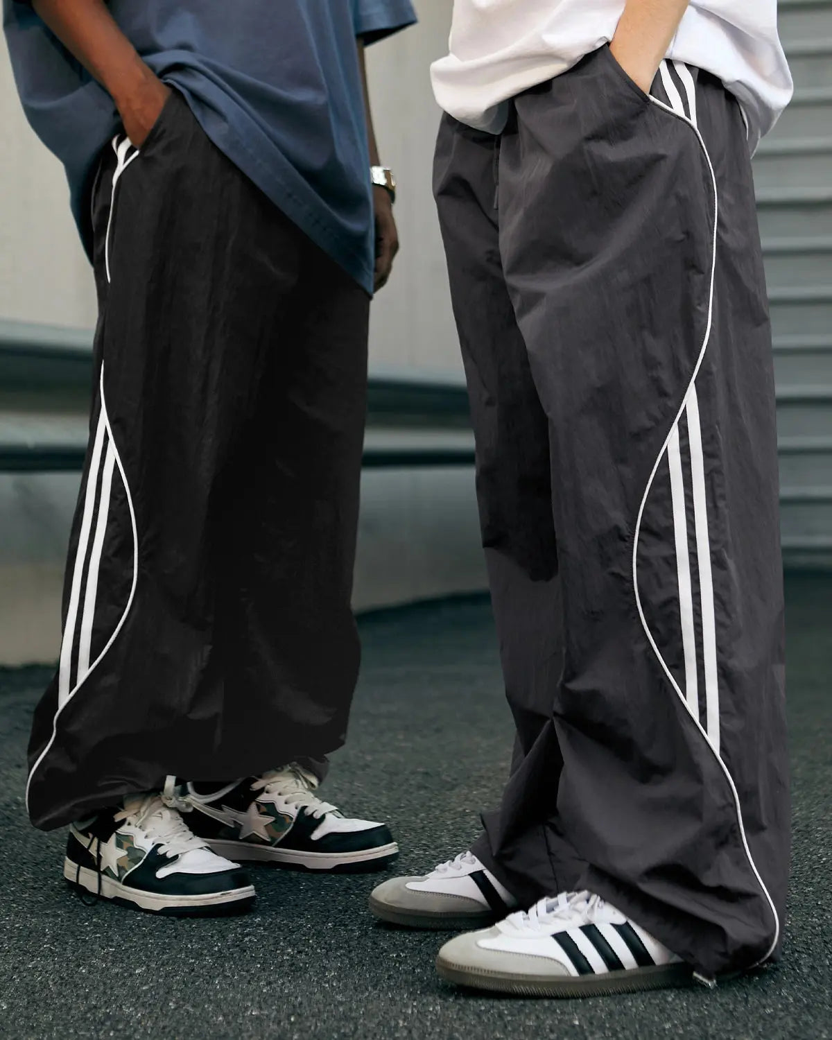 Side Striped Wide Leg Track Pant | LCDEGO Streetwear