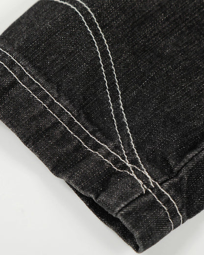 Stand Collar Raw Clasp Denim Jacket | LCDEGO Streetwear