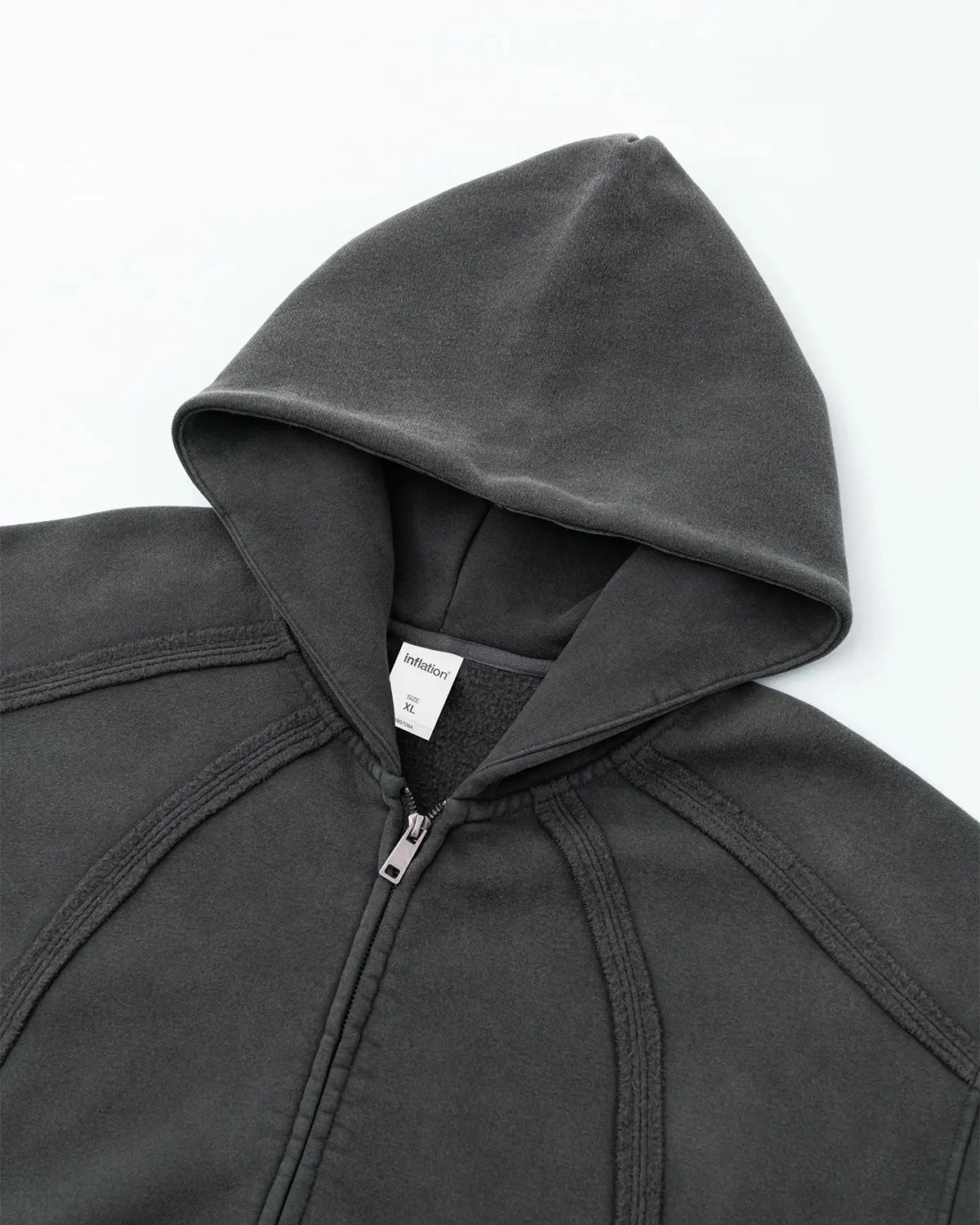 Contrast Stitching Distressed Wash Zip Up Hoodies | LCDEGO Streetwear