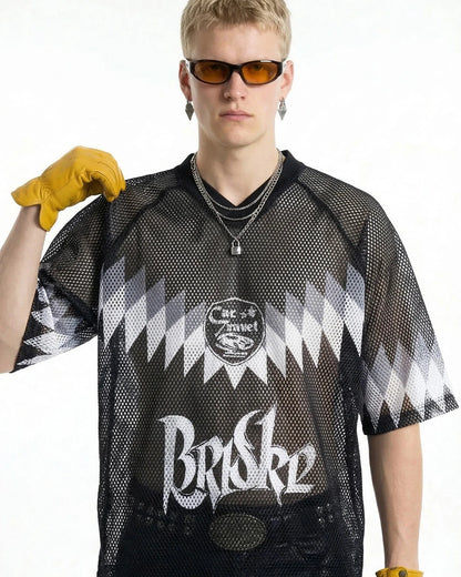 Graphic Mesh Oversized Jersey | LCDEGO Streetwear