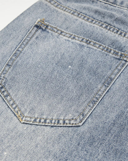 Studded Rhinestone Baggy Jeans | LCDEGO Streetwear