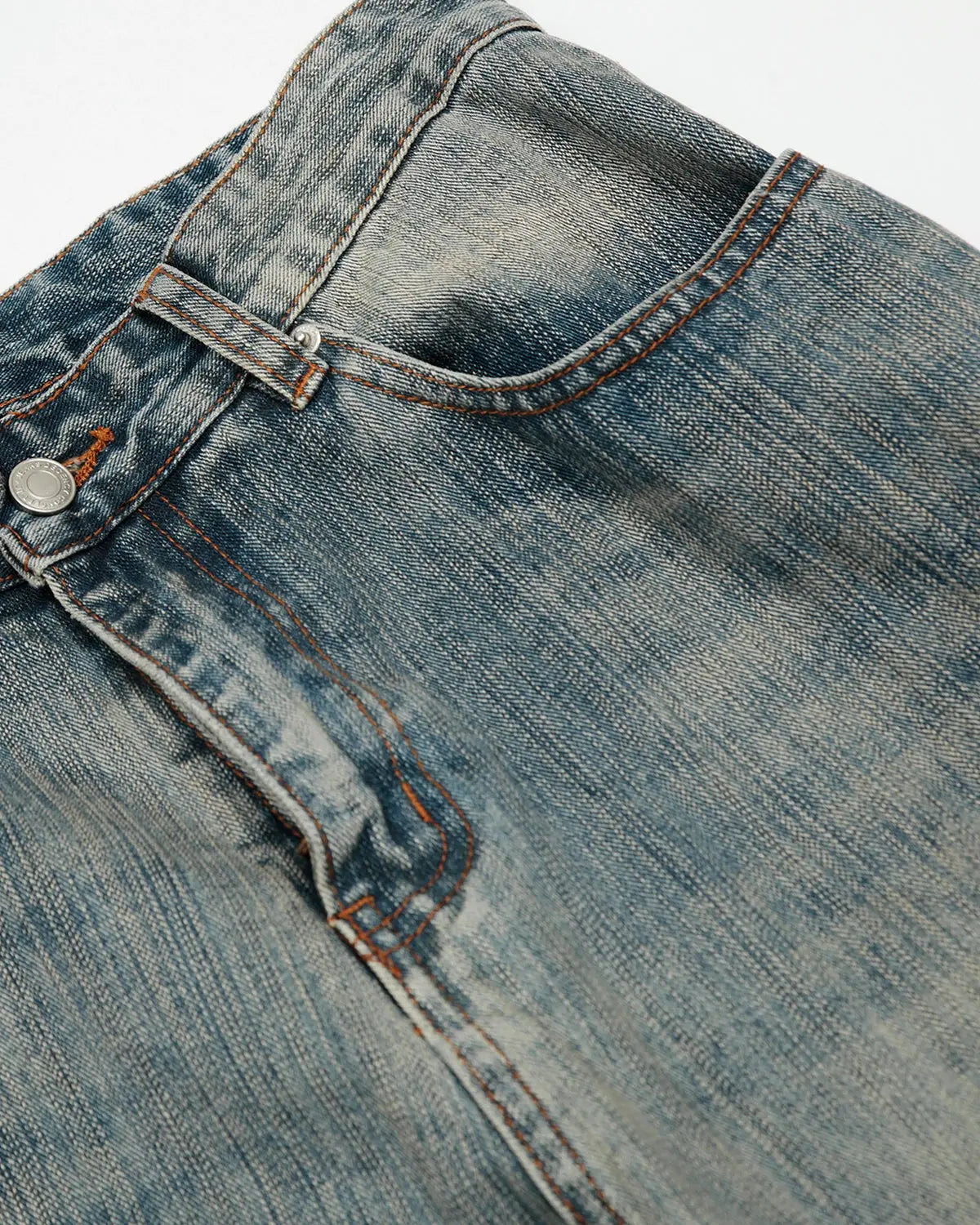 Washed  Bamboo Weave Baggy Jeans | LCDEGO Streetwear