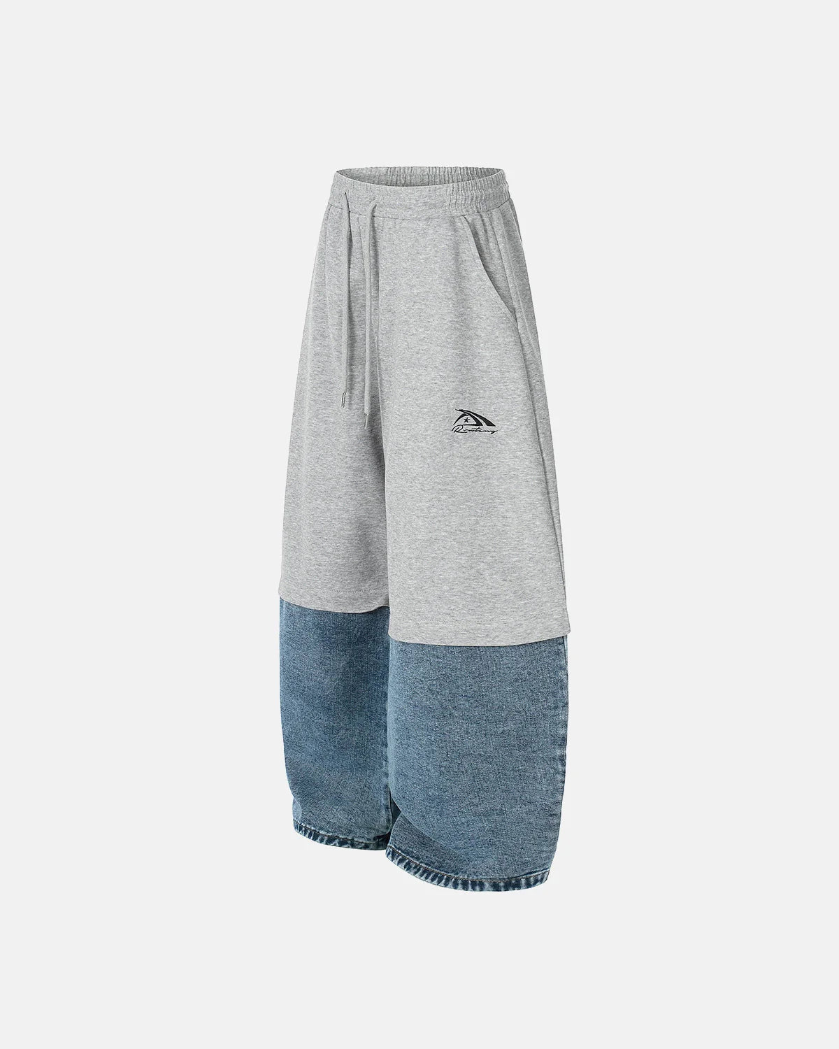 Denim Detachable Patchwork Barrel Joggers | LCDEGO Streetwear