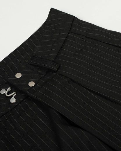 Black Striped Barrel Suit Pant | LCDEGO Streetwear