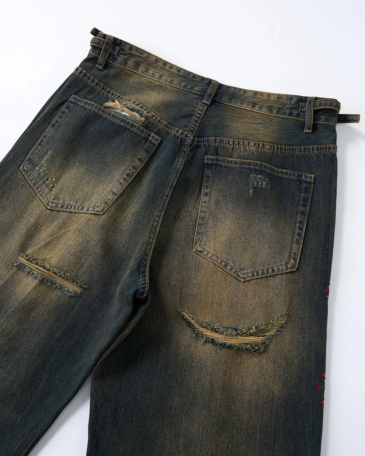 Dirty Wash Rhinestone Baggy Jeans | LCDEGO Streetwear