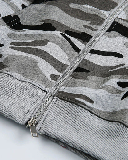 Cropped Camouflage Zip Up Hoodie | LCDEGO Streetwear