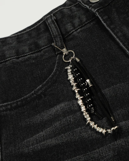 Whisker Washed Rivet Barrel Jeans | LCDEGO Streetwear
