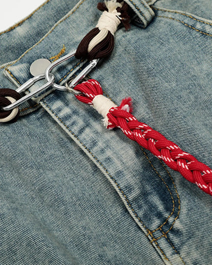 Acid Wash Stitching Baggy Jeans | LCDEGO Streetwear