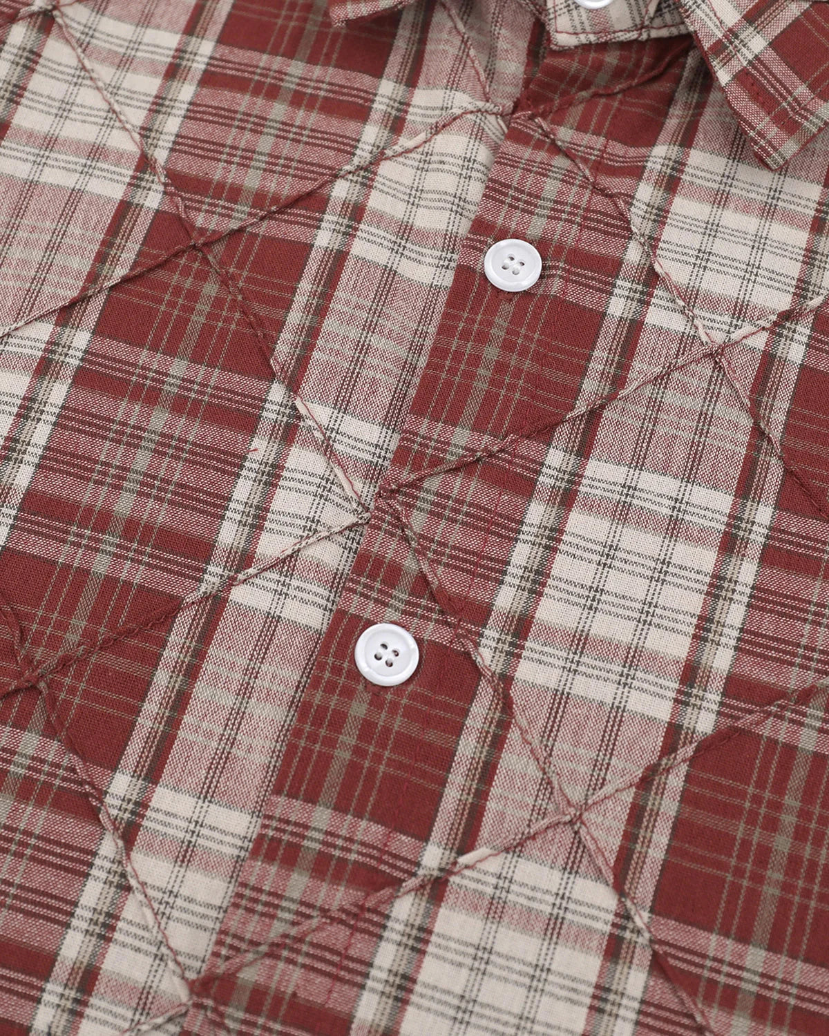 Plaid Stitch Short-Sleeve Shirt | LCDEGO Streetwear