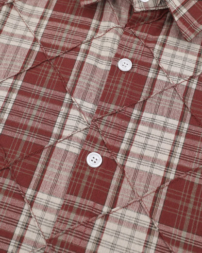 Plaid Stitch Short-Sleeve Shirt | LCDEGO Streetwear