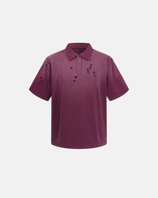 distressed ripped washed polo t shirt