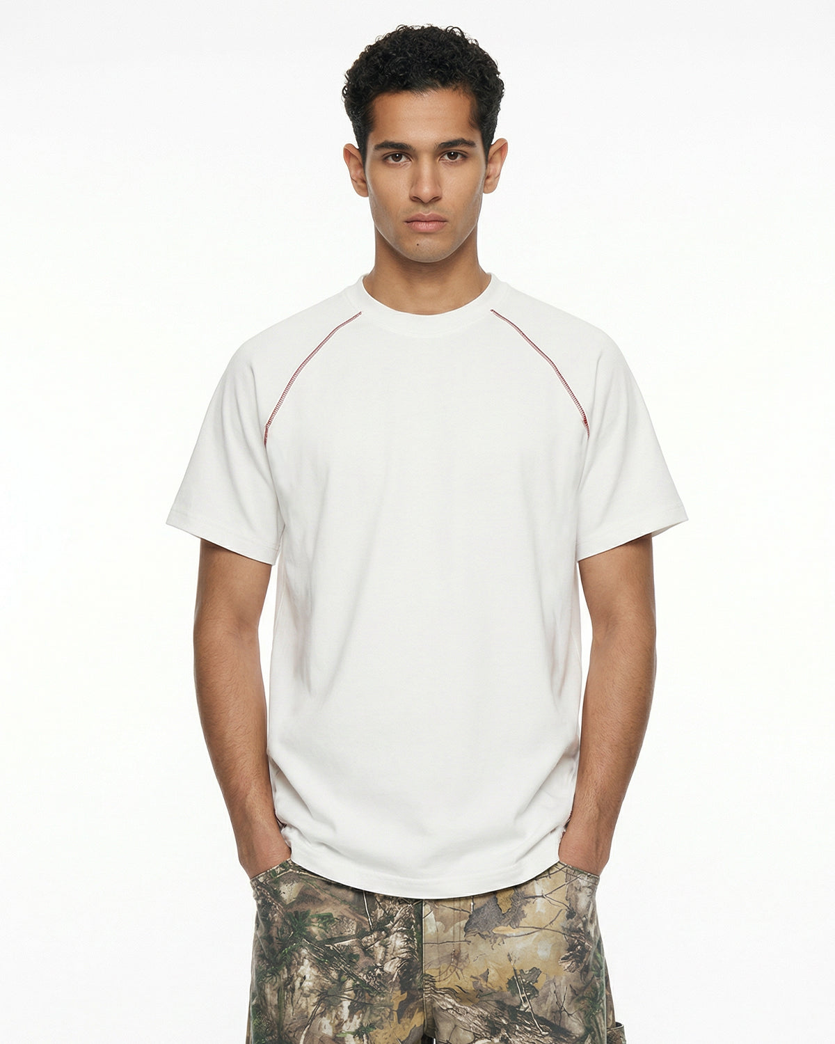 Contrast Color Stiching Stretch T-shirt | LCDEGO Streetwear