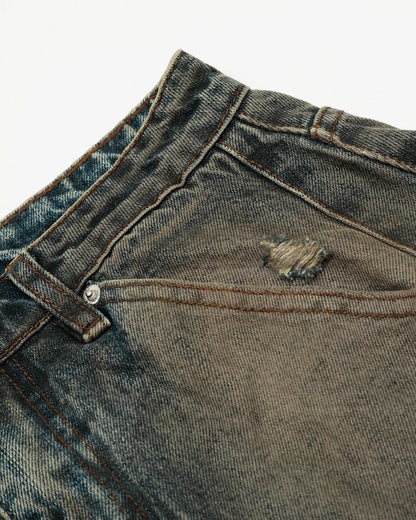 Dirty Ripped Barrel Jeans | LCDEGO Streetwear